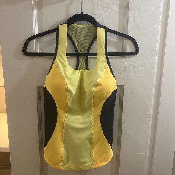 *NOT FOR SALE/SOLD* Lululemon Racerback Tank (Yellow/Navy) Size 4 - Picture 1 of 3